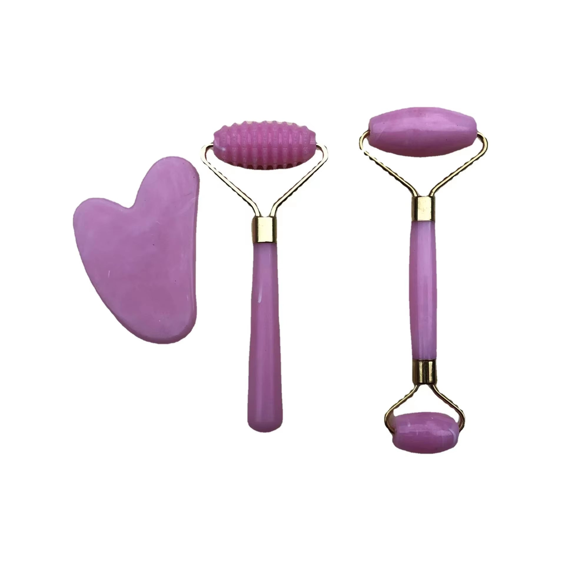 3Pcs Set Resin Roller Massager for Face Body Gua Sha Notjade Stone Face Care Roller Facial Massager Beauty Health Skin Care Tool